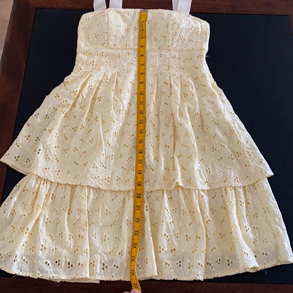 🌻Yellow eyelet lace sundress strapless or +straps - Picture 14 of 16